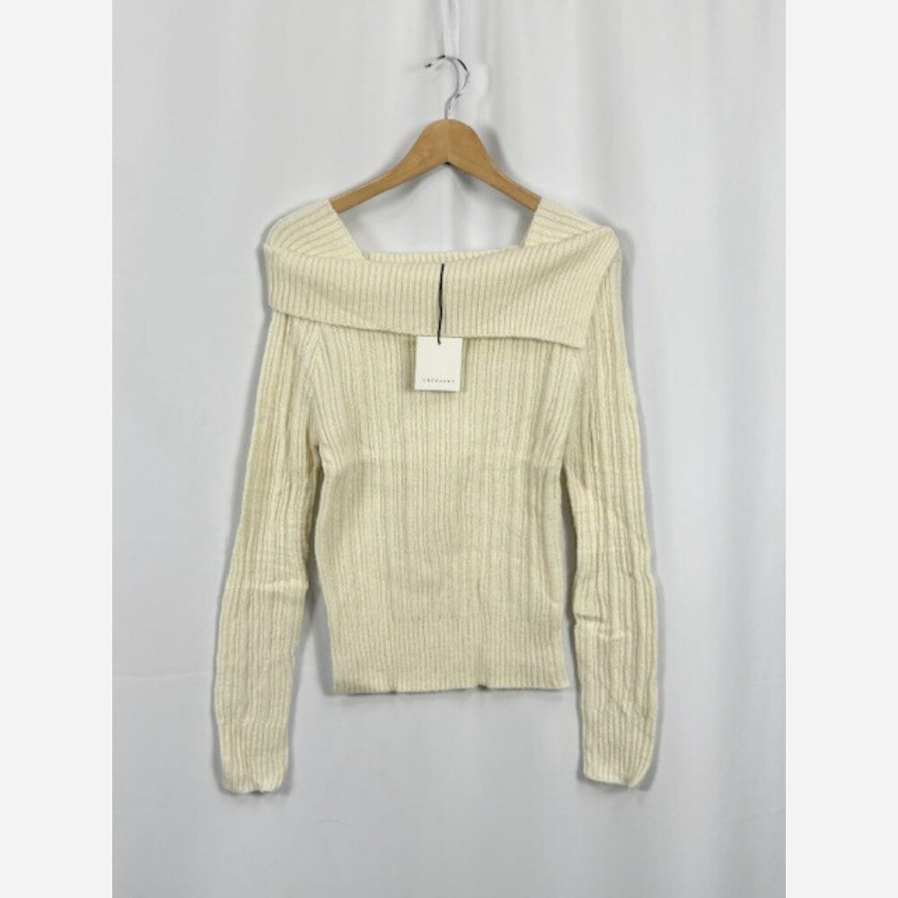 Cream Soft Ribbed Knit Sweater - Picture 6 of 9